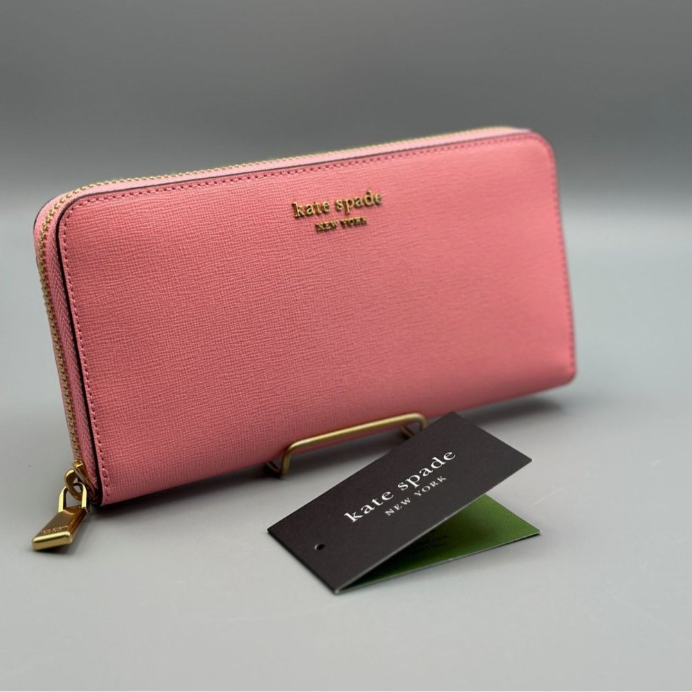 Kate Spade Morgan Salmon Pink Saffiano Continental Zip Around Wallet  K8917 NWT